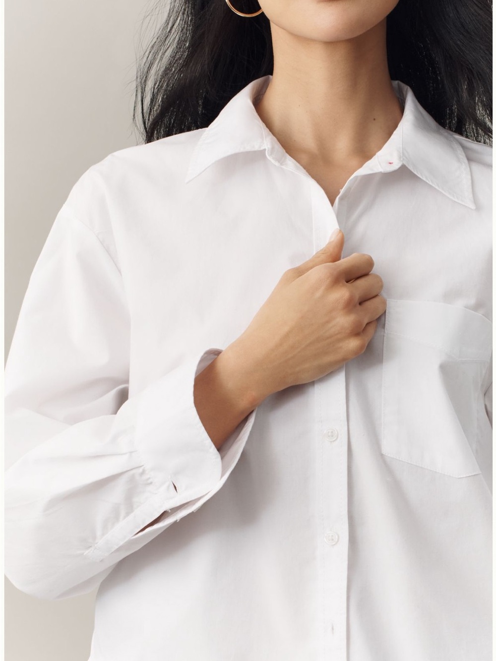 Maeve Shrunken Bennet Button-Down Shirt - White - Picture 2 of 12